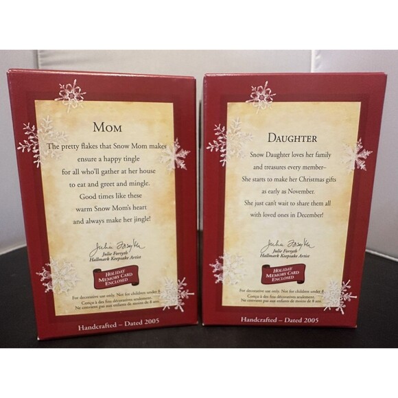 Hallmark Keepsake Ornament 2005 Mom & Daughter Snowman Bell Lot of 2-NIB - Picture 4 of 4